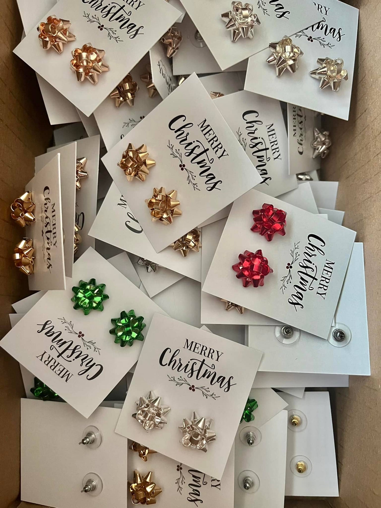 Christmas Bow Earrings, Christmas Studs, Gifts