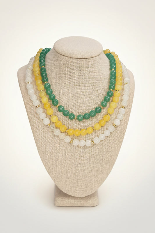 Beaded Gemstone Necklace w/ Spacer Beads