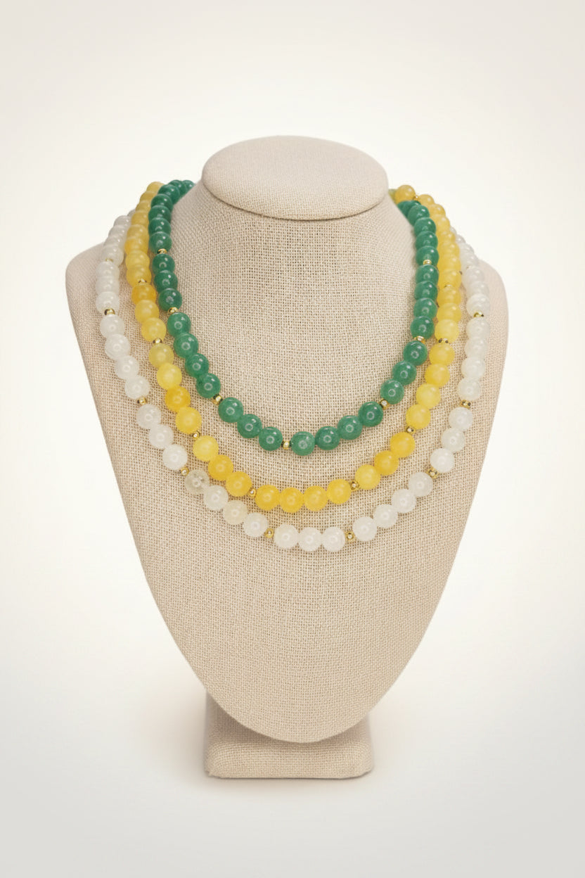 Beaded Gemstone Necklace w/ Spacer Beads