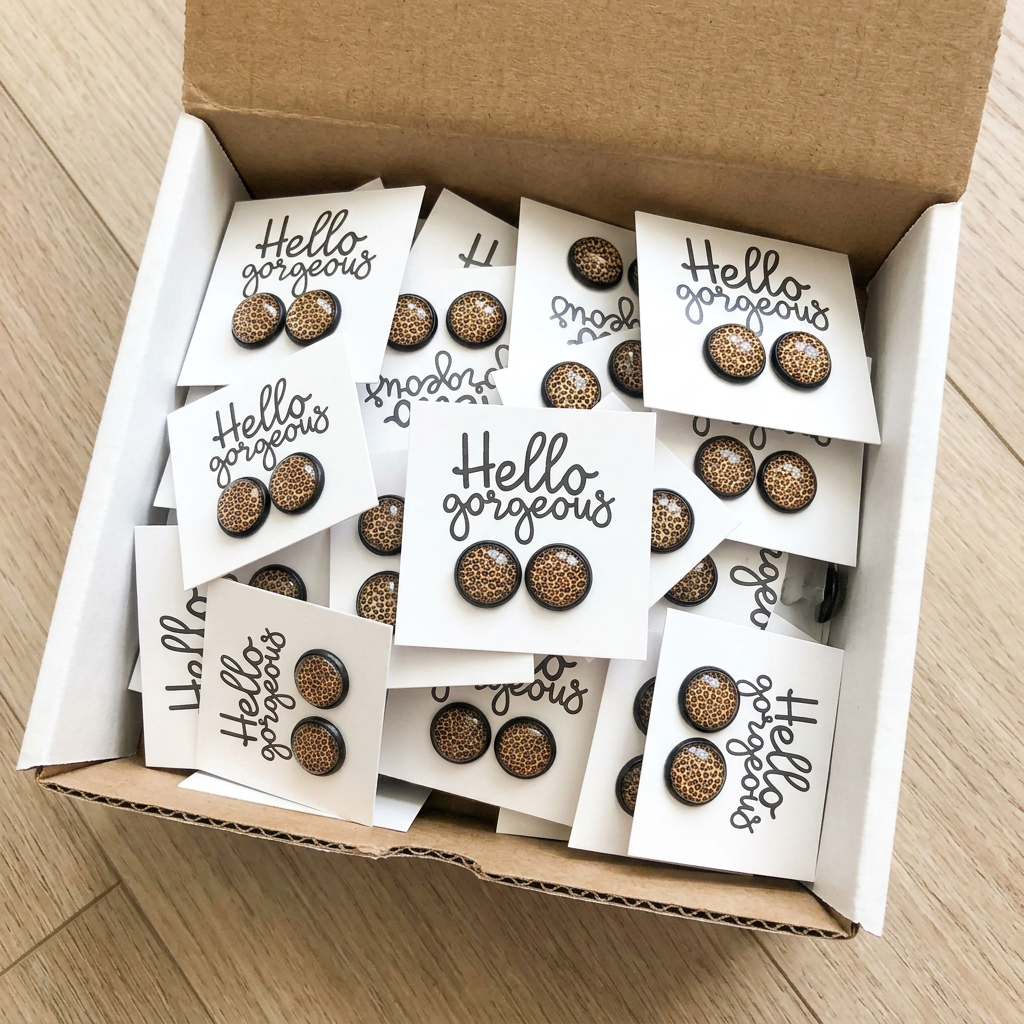 Cheetah Print Stud Earrings – Neutral Animal Print