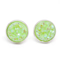 Pastel Green Stud Druzy Earrings