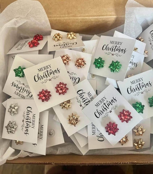 Christmas Bow Earrings - Wholesale