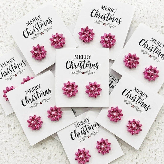Christmas Bow Earrings - Wholesale