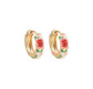 Gold Floral Enamel Hoops