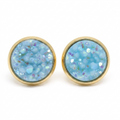 Pastel Blue Stud Druzy Earrings