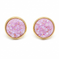 Pastel Pink Stud Druzy Earrings