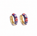 Purple Floral Enamel Hoops