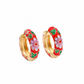 Red Floral Enamel Hoops