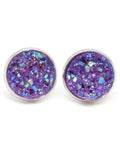 Purple Druzy Stud Earrings, Everyday Earrings