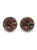 Rose Gold Druzy Stud Earrings, Fall Jewelry